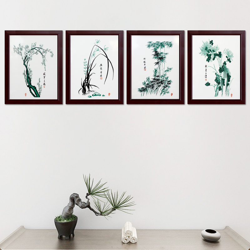 Jingdezhen porcelain plate painting by patterns home sitting room adornment picture four screen to hang a picture to study mural corridor of calligraphy and painting