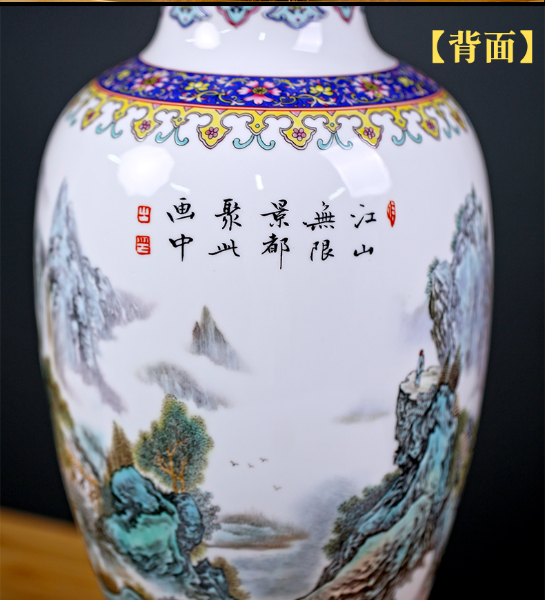 Jingdezhen ceramics checking painting of flowers and flower vase figure mesa sitting room rich ancient frame study decorative furnishing articles