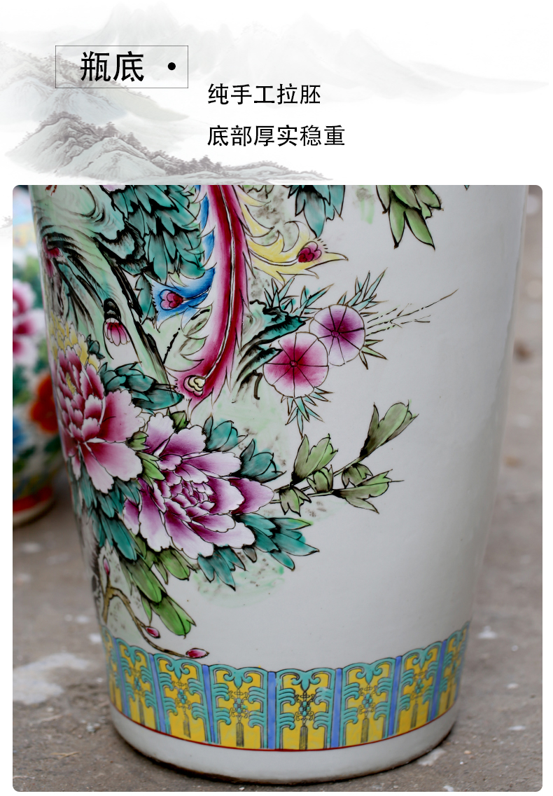 Jingdezhen ceramics hand - made pastel phoenix peony of large vases, home sitting room hotel adornment furnishing articles