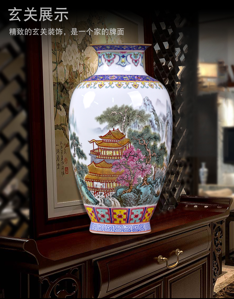 Jingdezhen ceramics checking painting of flowers and flower vase figure mesa sitting room rich ancient frame study decorative furnishing articles