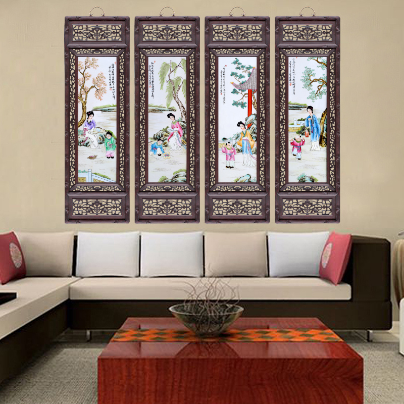 Archaize of jingdezhen porcelain plate characters painter in the sitting room adornment four screen study office setting wall hang a picture