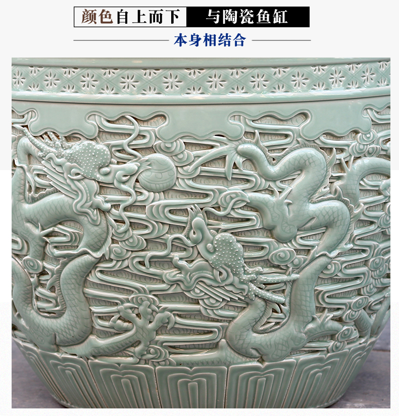 Jingdezhen ceramic aquarium pet gold fish tank water lily basin bowl lotus lotus cylinder cylinder tortoise tank sitting room big furnishing articles