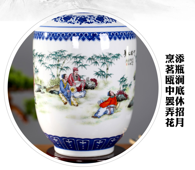 Jingdezhen ceramics bamboo seven sages floret bottle home sitting room study mesa adornment contracted and I furnishing articles