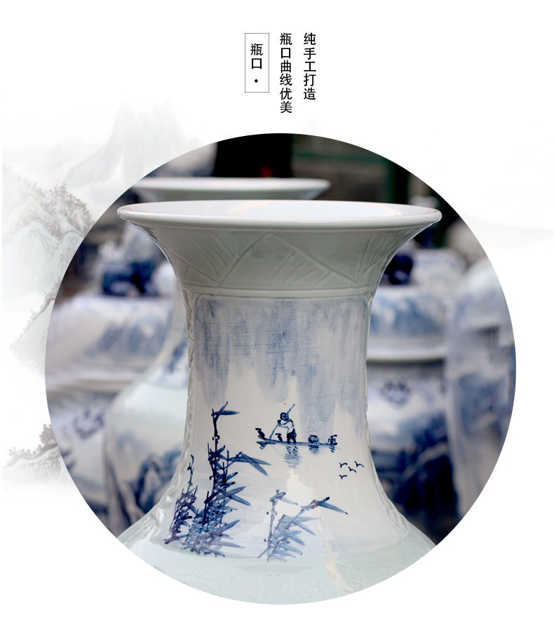 Hand is the jingdezhen blue and white porcelain ceramic vase home sitting room floor furnishing articles study adornment