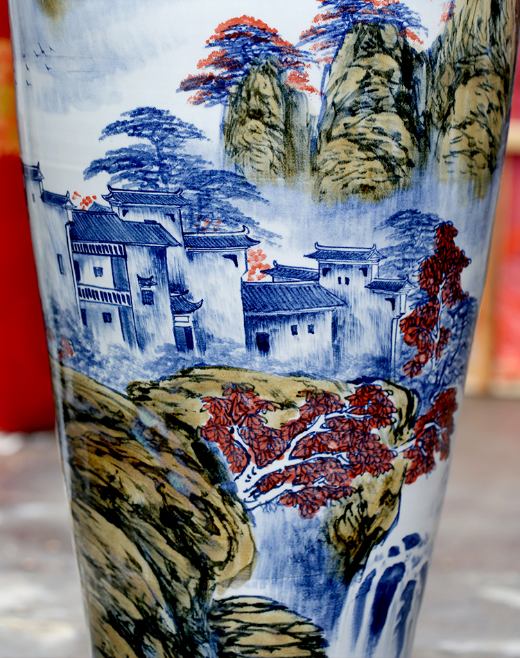 Jingdezhen ceramic hand - made landscape painting of large vase home sitting room TV ark, furnishing articles study porch decoration