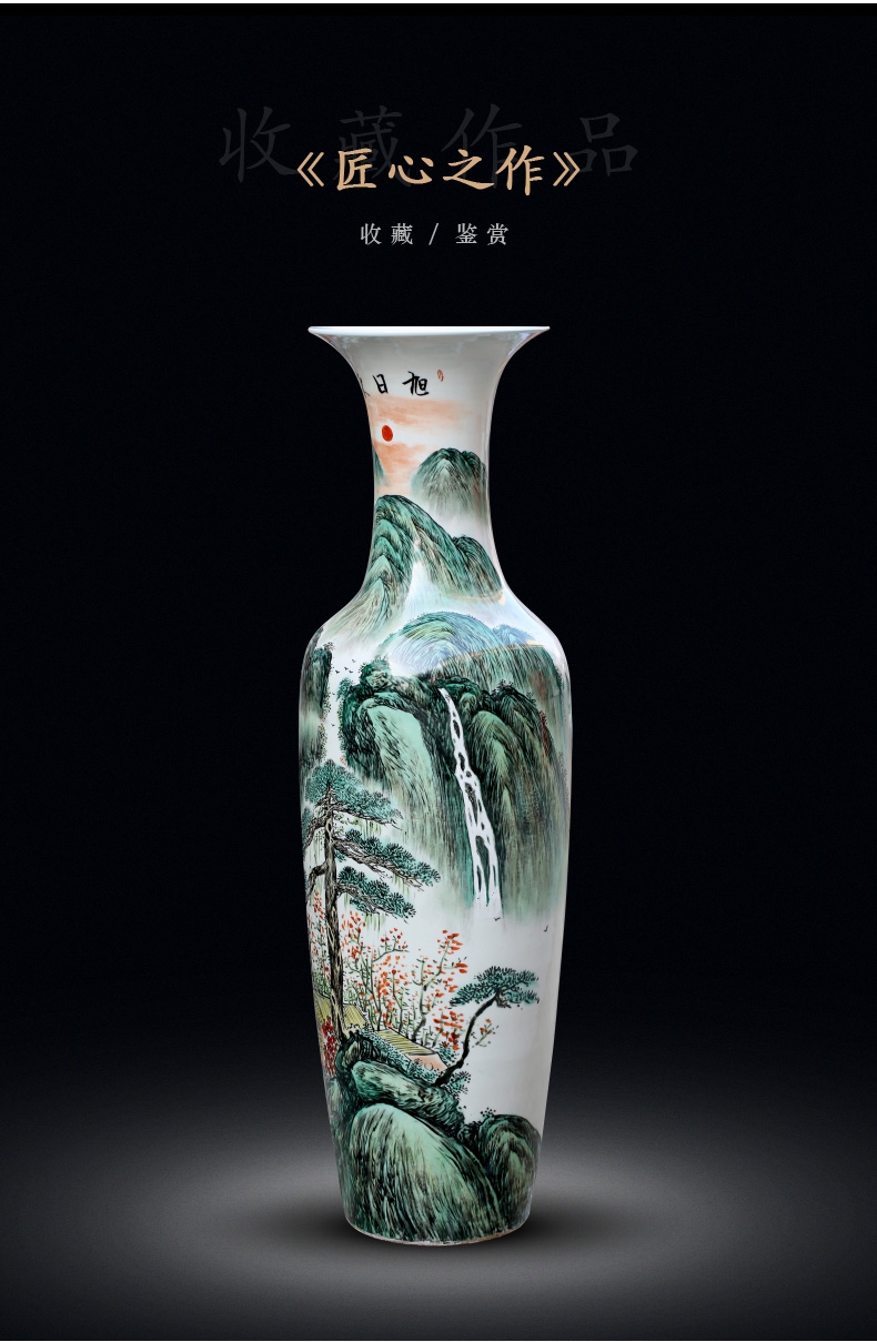 Jingdezhen ceramics hand - made scenery the sunrise, the sitting room of large vase Chinese decorative gift a large place