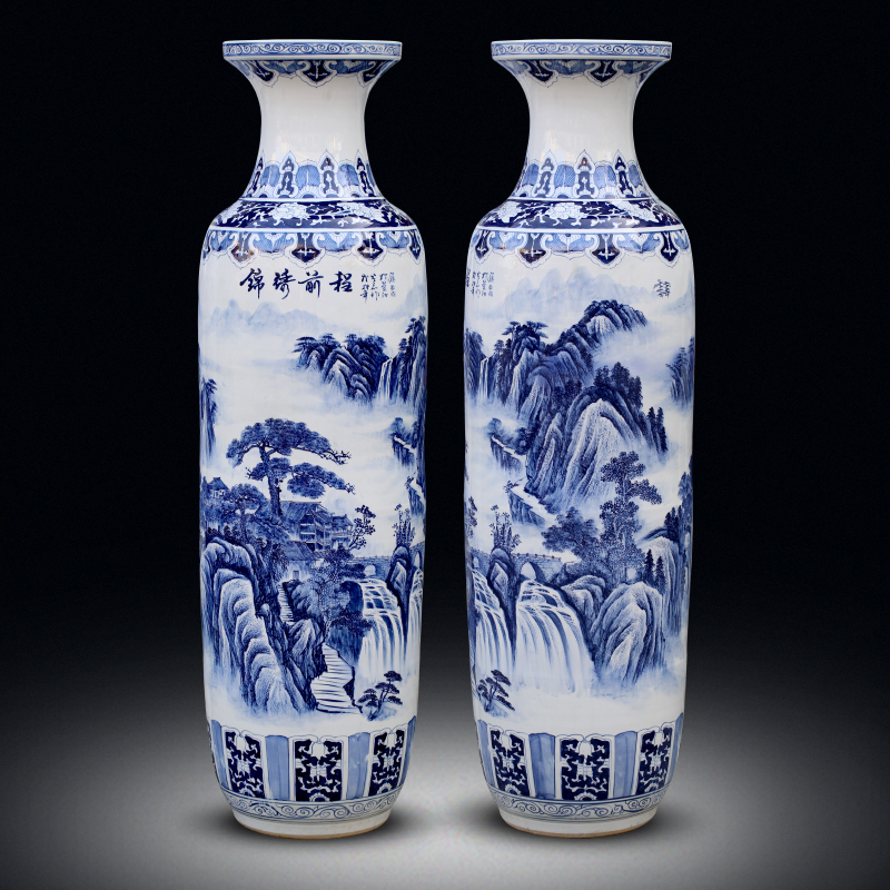 Jingdezhen Ceramic Ceramic Handicrafts Landscape Pictures Large Vase Living Room Decorations Hotel opening