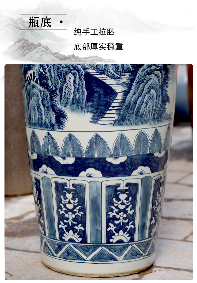 Jingdezhen ceramic vase of large sitting room adornment hand - made of blue and white porcelain hotel opening gifts corridor furnishing articles