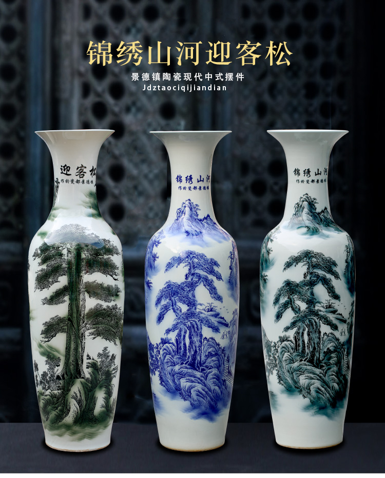 Chinese blue and white porcelain of jingdezhen ceramics sitting room of large hotel opening large vases, decorative gifts furnishing articles