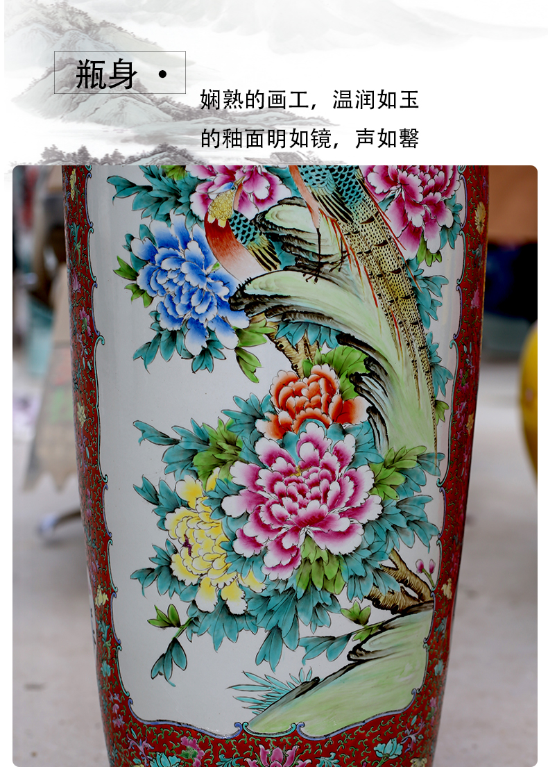 Archaize of jingdezhen ceramics powder enamel handpainted large vases, Chinese style living room decoration to the hotel opening furnishing articles