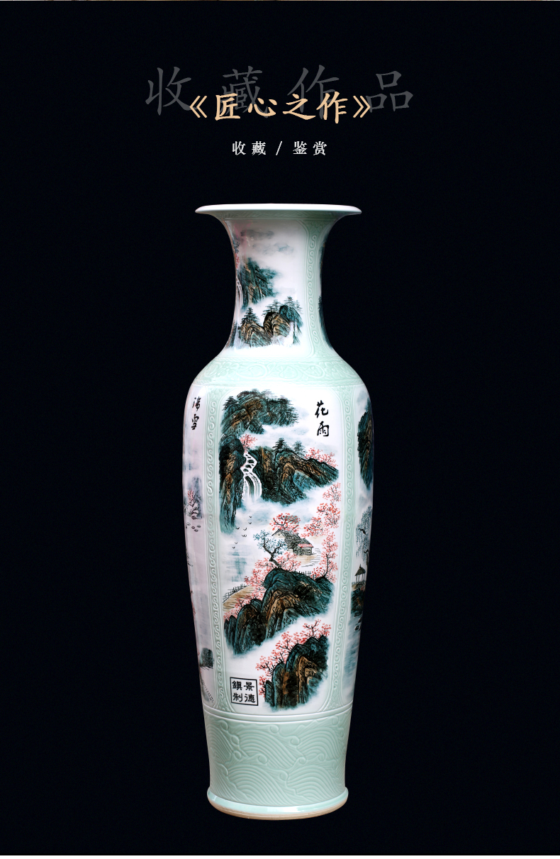 The New Chinese jingdezhen sitting room of large vase ceramic arts and crafts flower arranging, hand - made decorative carving furnishing articles