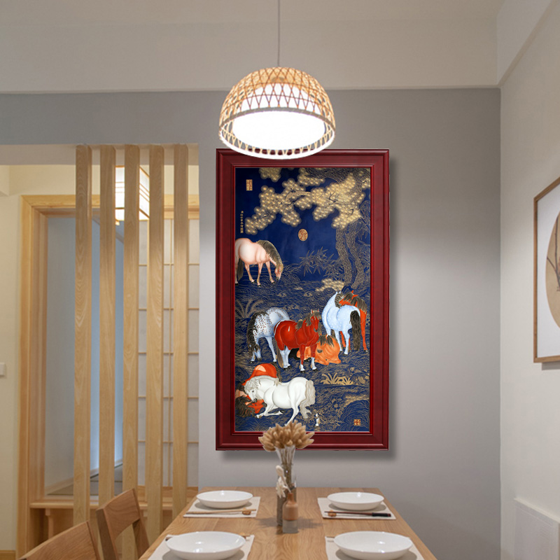 Jingdezhen porcelain plate painting adornment see eight figure sitting room office study hang a picture to open gifts