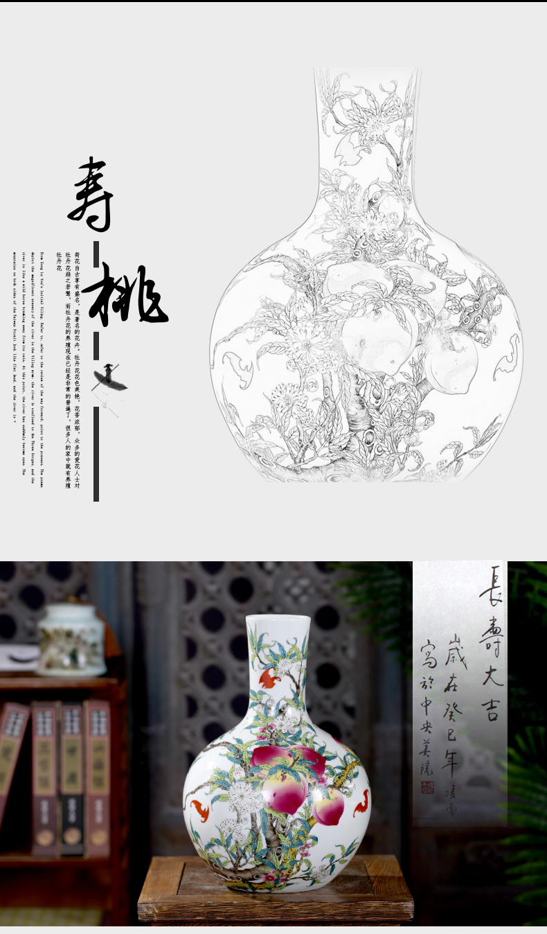 Jingdezhen ceramics vase porch decoration sitting room of Chinese style household flower arranging Chinese wind furnishing articles and TV ark