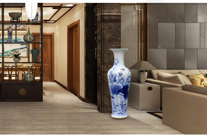 Jingdezhen blue and white porcelain from year to year for ceramic vase of large living room opening large furnishing articles housewarming gift