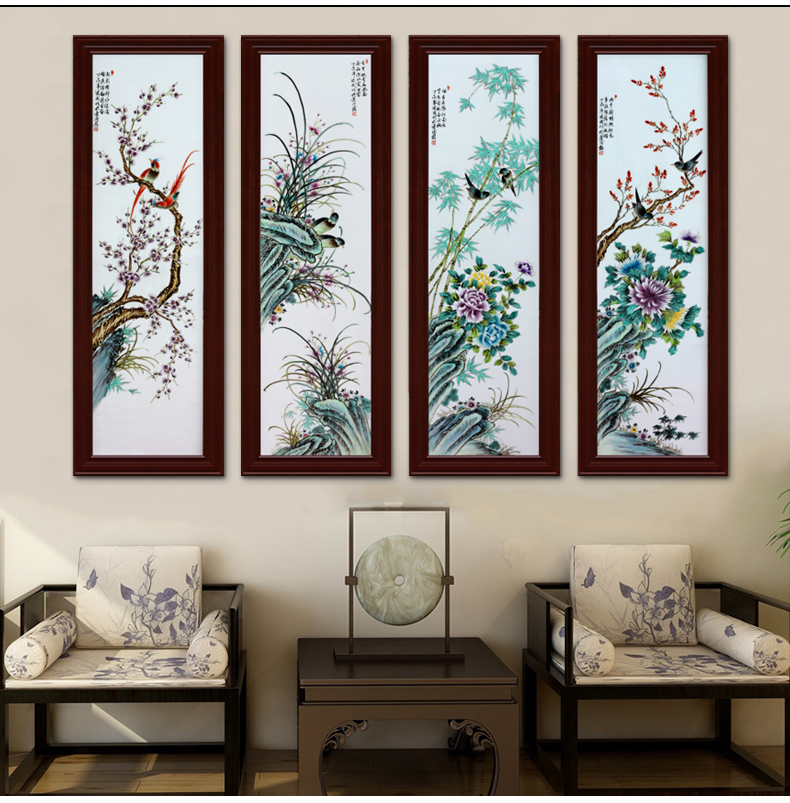 Jingdezhen ceramic famille rose porcelain plate painting the living room decoration by patterns porch study background wall mural that hang a picture