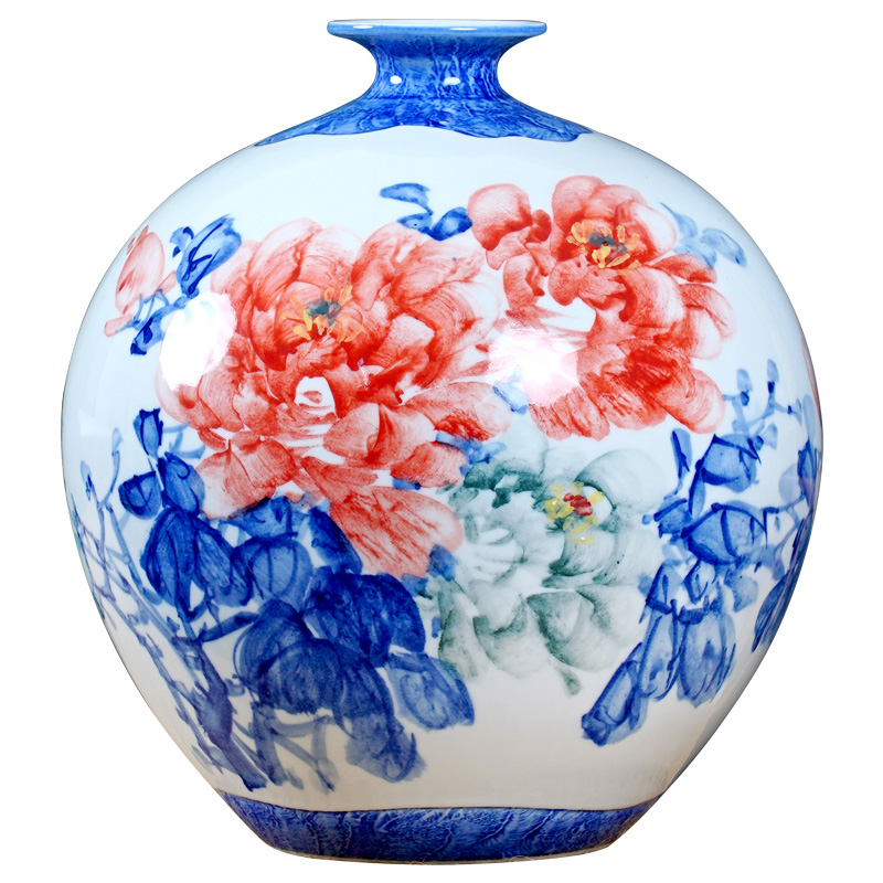 Jingdezhen ceramic hand - made blooming flowers vase mesa place to live in the living room a study ancient frame ornaments