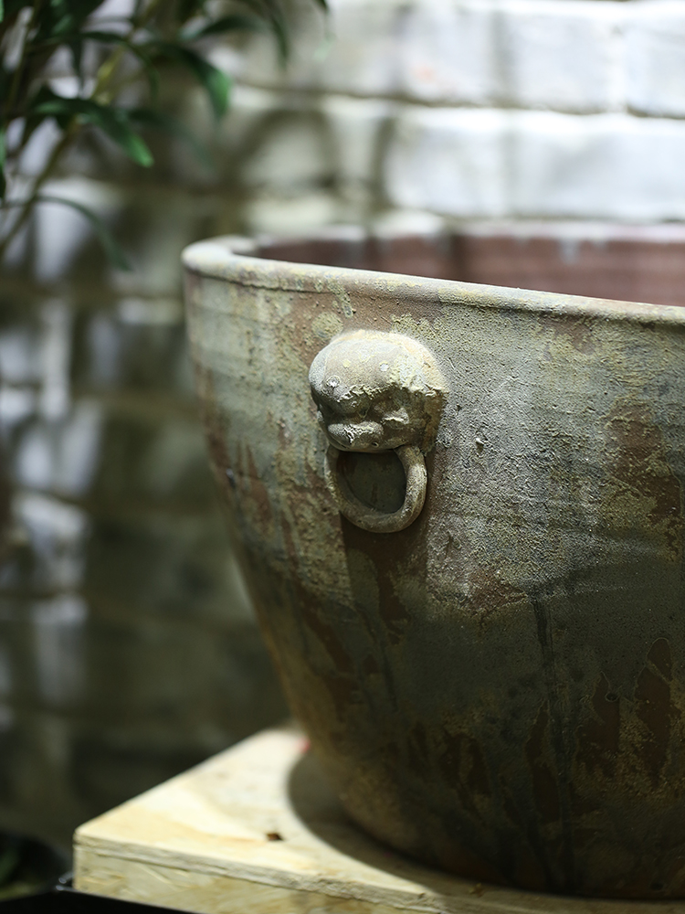 Jingdezhen "lion" new Chinese style of large ceramic aquarium lotus courtyard garden tank big flowerpot furnishing articles