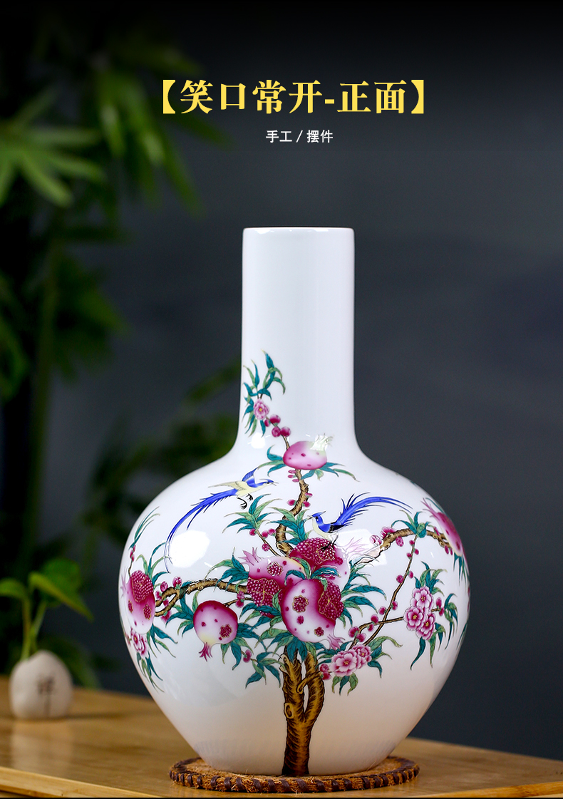 Jingdezhen ceramic landscape painting flower vase sitting room of Chinese style household furnishing articles mesa porch rich ancient frame ornaments