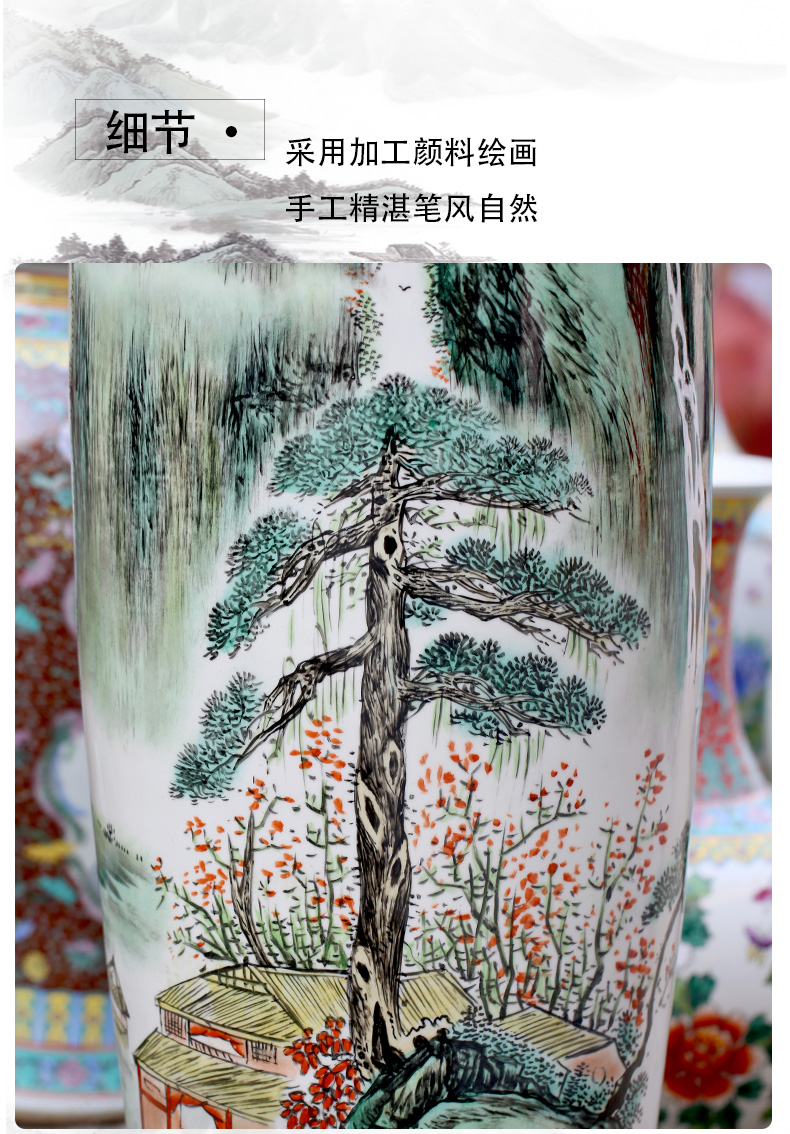 Jingdezhen ceramics hand - made scenery the sunrise, the sitting room of large vase Chinese decorative gift a large place