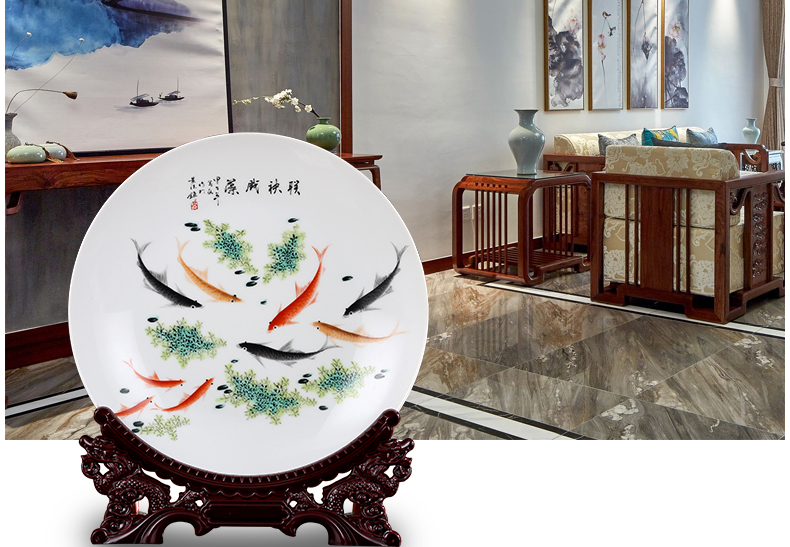 Jingdezhen ceramics home decoration hanging dish furnishing articles study the sitting room porch ark, handicraft disc holder