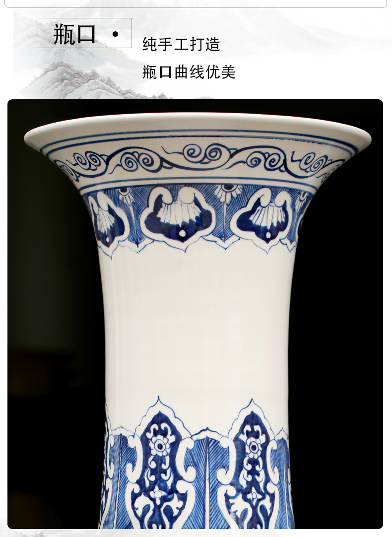 Jingdezhen ceramics hand - made landscape painting of large vase sitting room of Chinese style household decorative furnishing articles opening gifts