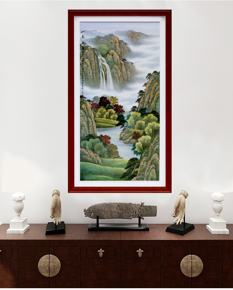 Jingdezhen hand - made ceramic plate painting landscape setting wall adornment restaurant mural sitting room porch corridor shu hang a picture