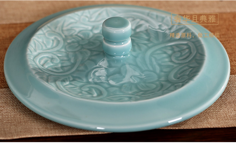 Jingdezhen ceramic film single glaze green storage tank kimchi cylinder barrel kitchen receive product manual art furnishing articles