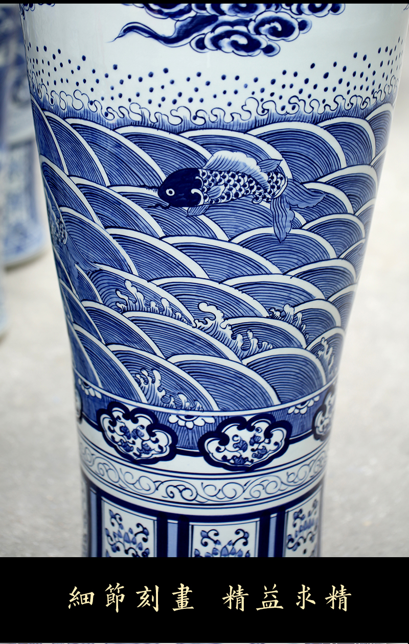 Big jingdezhen blue and white porcelain vase hand - made from year to year wining the sitting room of Chinese style ceramic furnishing articles store opening gifts