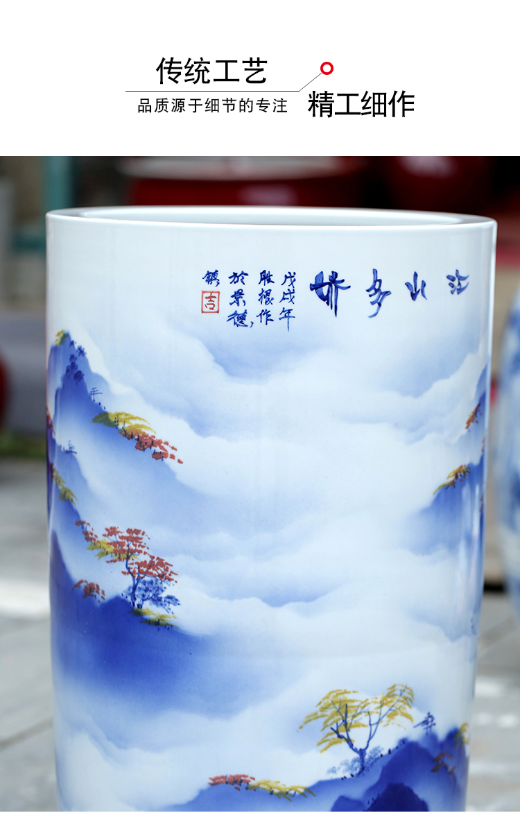 Jingdezhen blue and white porcelain painting more than jiangshan jiao quiver sitting room mesa furnishing articles study calligraphy and painting scroll to receive goods