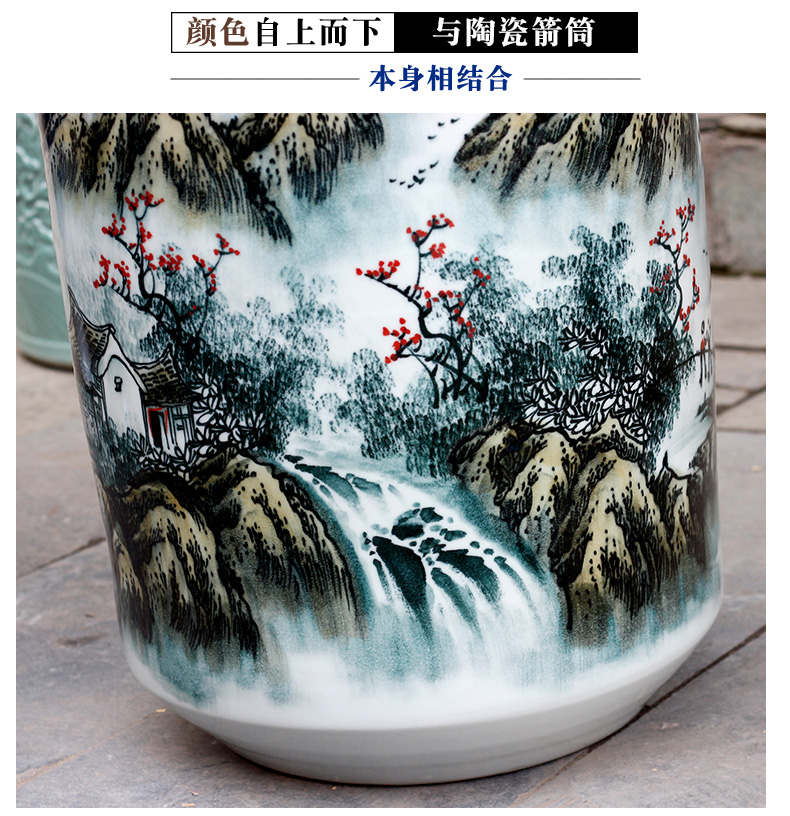 Jingdezhen ceramics hand - made quiver large vases, decorative furnishing articles sitting room floor painting and calligraphy tube of calligraphy and painting scroll cylinder