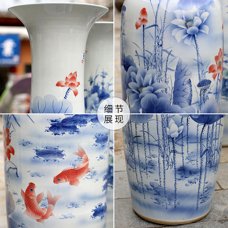 Jingdezhen blue and white porcelain hand - made sitting room adornment is placed more than the French vase company every year for the opening gifts