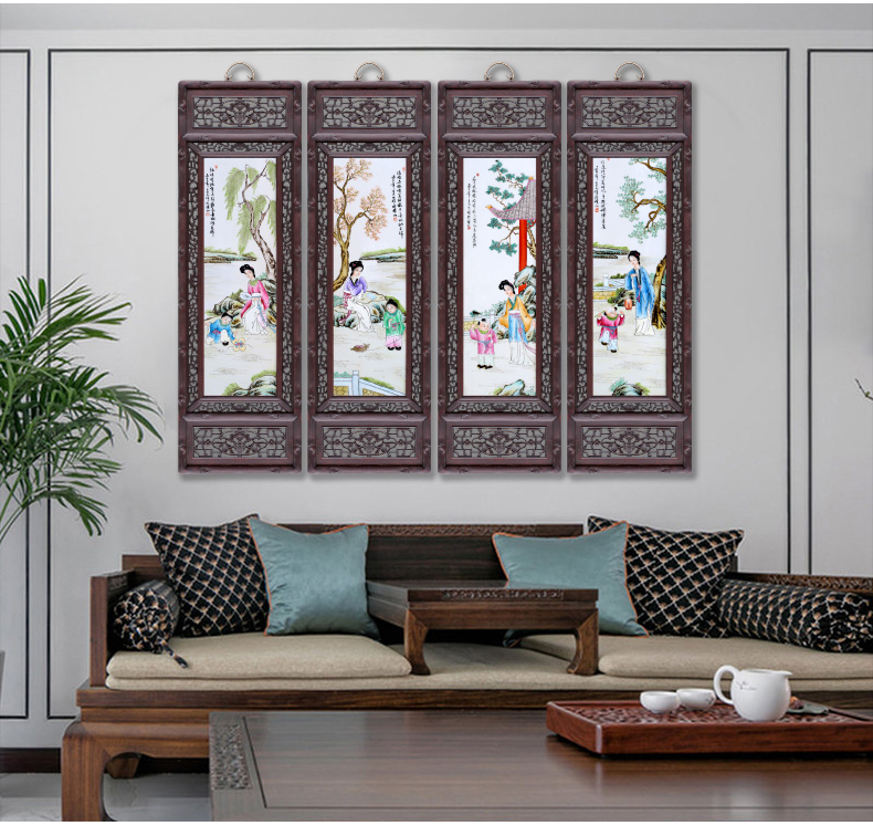 Archaize of jingdezhen porcelain plate characters painter in the sitting room adornment four screen study office setting wall hang a picture