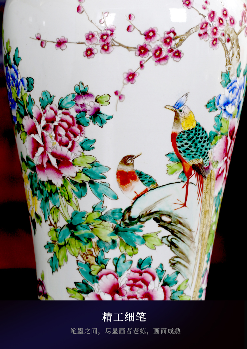 Jingdezhen ceramics hand - made famille rose flower - and - bird paintings home furnishing articles sitting room of Chinese style hotel in the French big vase