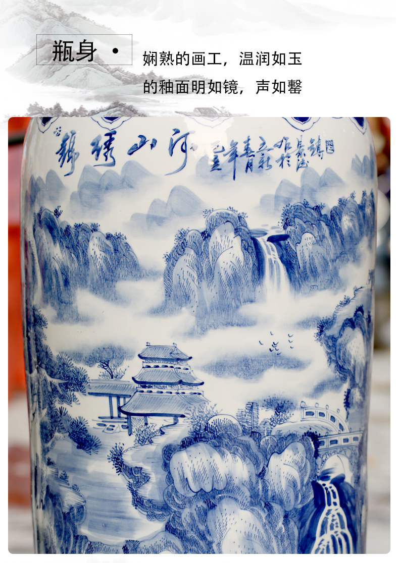 Jingdezhen hand - made porcelain decoration large sitting room of large vase flower arranging hotel opening gift porcelain furnishing articles