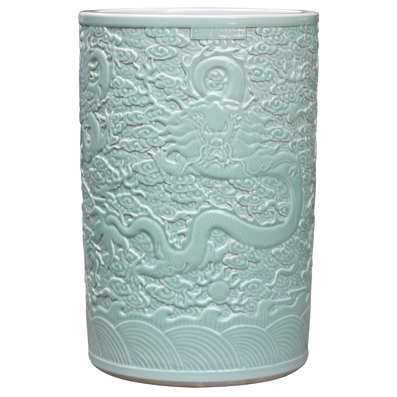 Jingdezhen ceramics carved dragon quiver large vases, decorative furnishing articles sitting room floor painting and calligraphy tube scroll calligraphy and painting