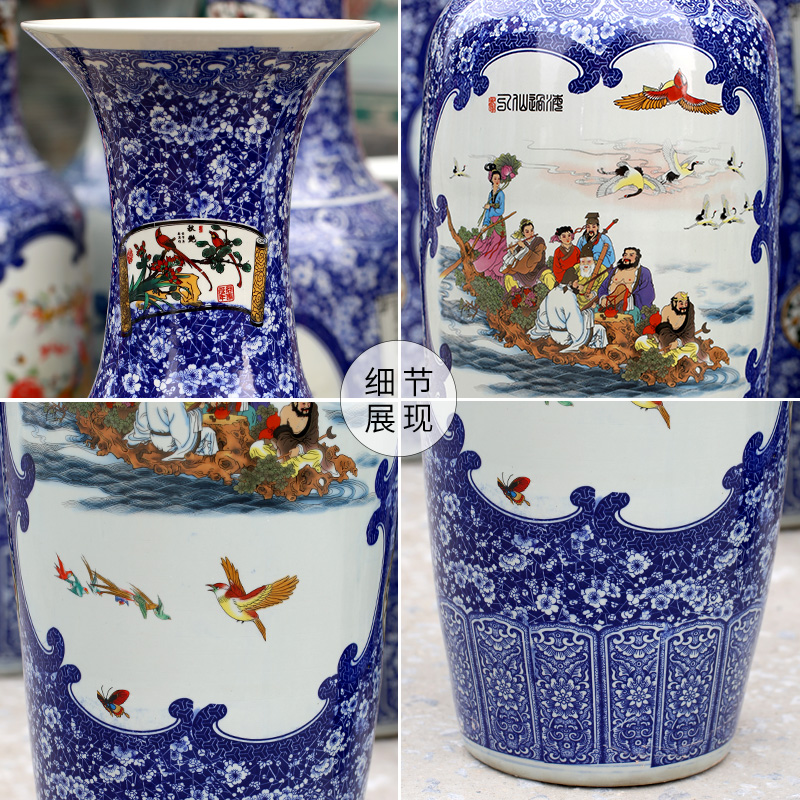 Jingdezhen ceramics powder enamel ensemble of large vase home sitting room hotel Chinese large - sized furnishing articles