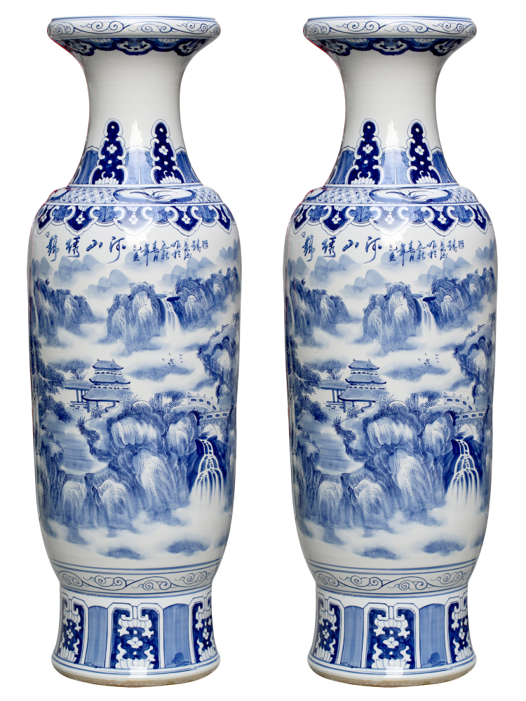 Jingdezhen hand - made porcelain decoration large sitting room of large vase flower arranging hotel opening gift porcelain furnishing articles