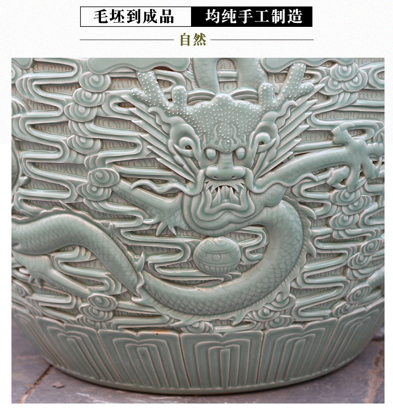 Jingdezhen ceramic aquarium pet gold fish tank water lily basin bowl lotus lotus cylinder cylinder tortoise tank sitting room big furnishing articles