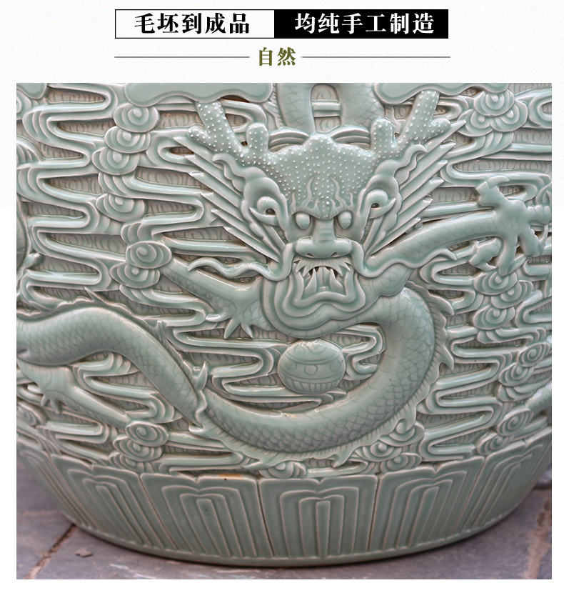 Jingdezhen ceramic aquarium pet gold fish tank water lily basin bowl lotus lotus cylinder cylinder tortoise tank sitting room big furnishing articles