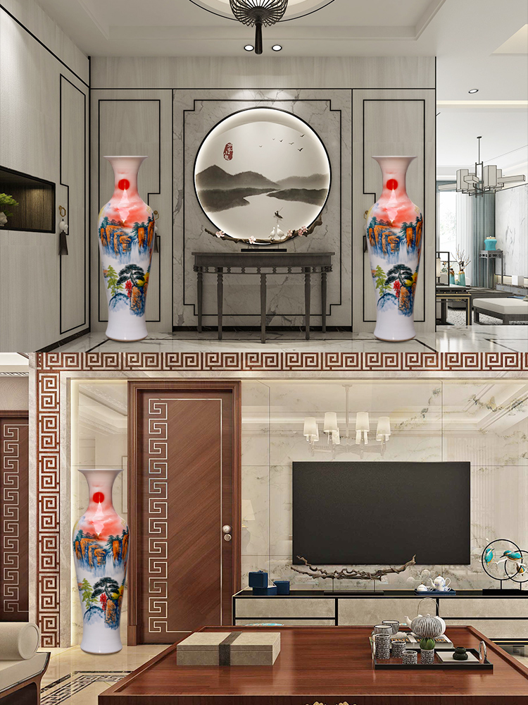 Jingdezhen ceramics of large vases, new Chinese style living room large hand - made the sunrise hotel gift furnishing articles