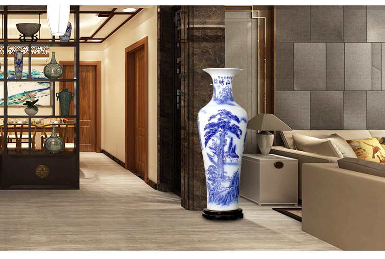 Jingdezhen blue and white porcelain splendid sunvo large sitting room of large vases, ceramic decorations study hotel furnishing articles