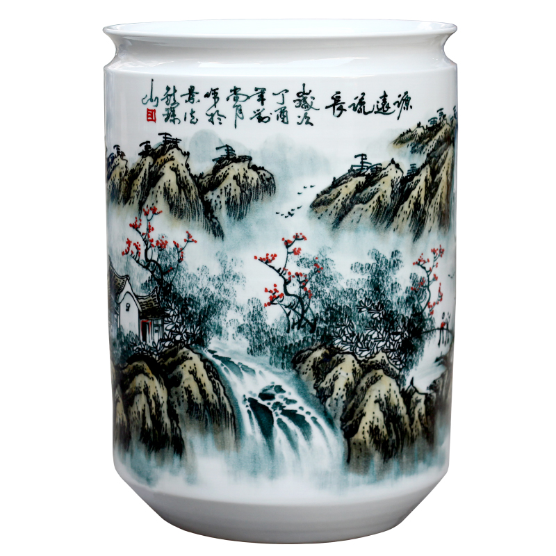 Jingdezhen ceramics hand - made quiver large vases, decorative furnishing articles sitting room floor painting and calligraphy tube of calligraphy and painting scroll cylinder