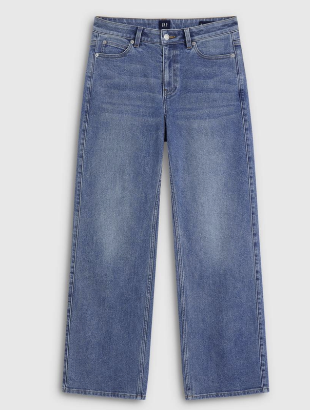 Gap Women's 2026 Autumn New Mid-Waist Four-Way Stretch American Retro Loose Straight-Leg Jeans 2Dn623003