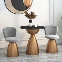 Light luxury plate tea reception small round table modern minimal round table Nordic hotel café casual table
