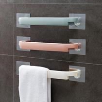 Bathroom towel rack paste hole-free kitchen single rod rag pylons Bathroom thickened towel bar storage shelves