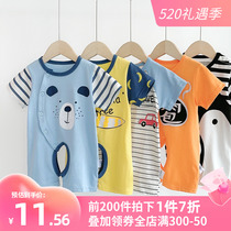 Newborn baby boy clothes first sex baby girl short sleeve one-piece clothes children summer clothes pure cotton khaclothes climbing pyjamas