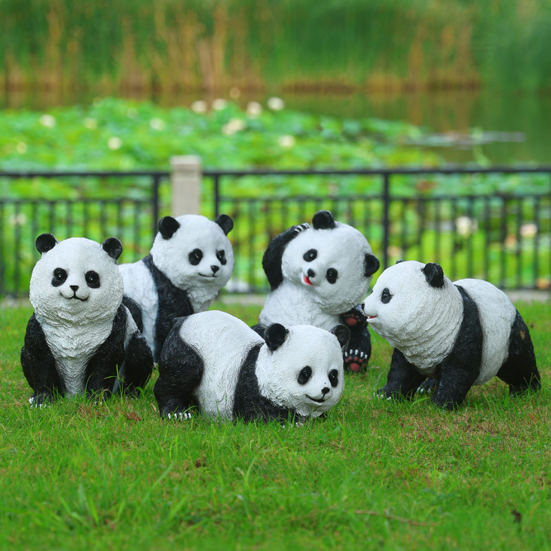 Simulated Panda Sculpture Outdoor Animal Ornaments Garden Courtyard Decorations Sales Office Lawn Garden Landscape Small Sculptures