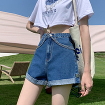 A Word Shorts New Denim Hot Pants Summer Dress 2022 Korean Version Loose Fashion Big Code Fat mm200 Jack High Waist