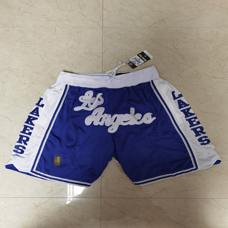 Blue & New & Laker & PantsMagic bull Lakers James Kobe Soccer pants American style Retro Basketball motion Embroidery Capris Miami Heat shorts
