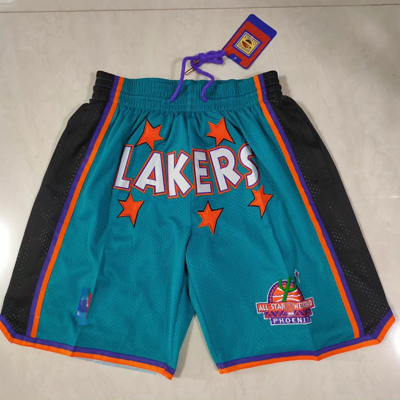 Navy & New & Laker & PantsMagic bull Lakers James Kobe Soccer pants American style Retro Basketball motion Embroidery Capris Miami Heat shorts